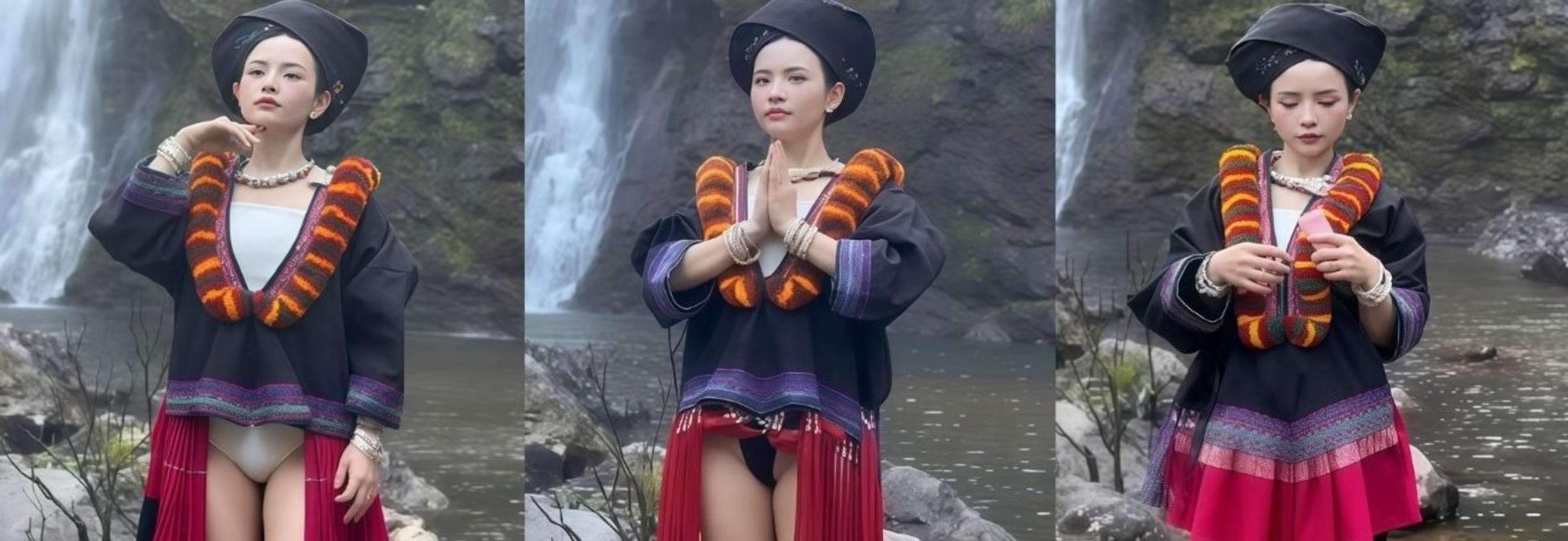 苗族瀑布女孩火爆全网 圣洁民族风撞上性感丁字裤 致命擦边诱惑出圈